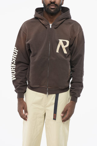 Brushed Cotton MASKING TAPE Sweatshirt with Zip Closure