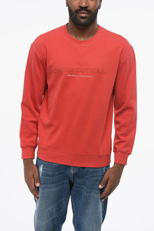 Cotton-Blend Crewneck Sweatshirt DREAM OUT LOUD with Embroidery