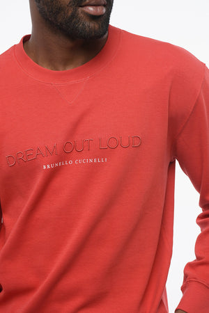 Cotton-Blend Crewneck Sweatshirt DREAM OUT LOUD with Embroidery