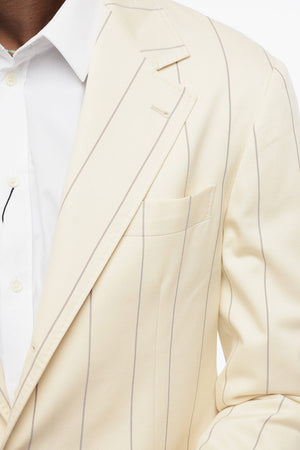 Pinstripe Wool-and-Cotton Suit with Classic Lapel