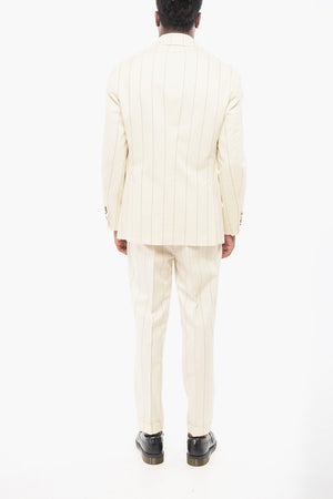 Pinstripe Wool-and-Cotton Suit with Classic Lapel