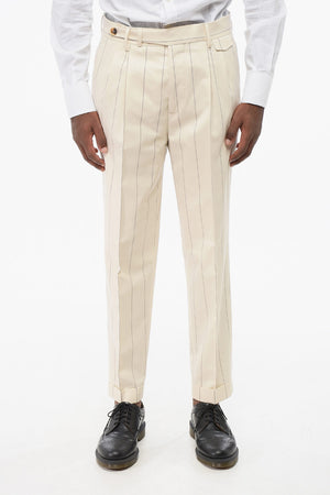 Pinstripe Wool-and-Cotton Suit with Classic Lapel