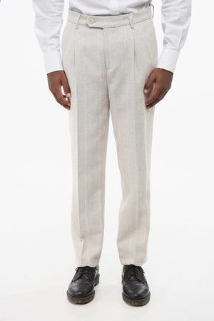 Pantaloni a 2 Pinces in Misto Lino