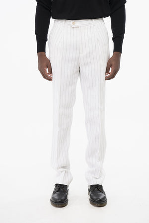 원 플리츠 리넨 팬츠 히든 여밈