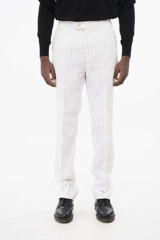 원 플리츠 리넨 팬츠 히든 여밈