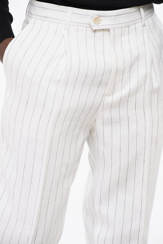 원 플리츠 리넨 팬츠 히든 여밈