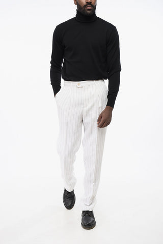 원 플리츠 리넨 팬츠 히든 여밈