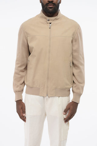 Wildlederjacke mit Strickärmeln