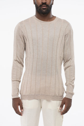 Ribbed Cashmere Blend Sweater with Crew Neck