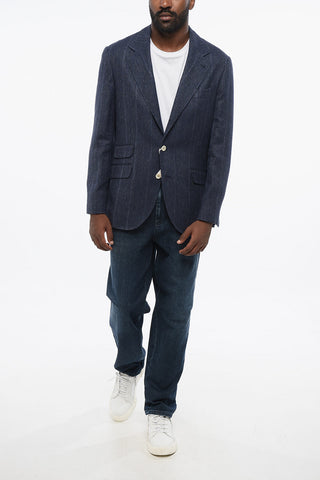Blazer Monopetto in Misto Lino Twill