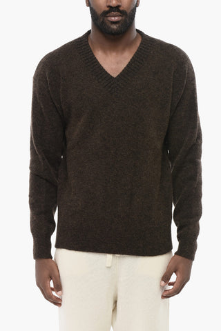 Maglia in Misto Alpaca Spazzolata con Collo a V