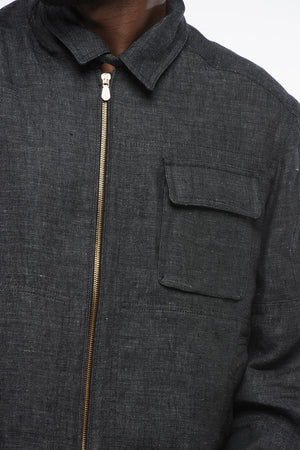 린넨 오버셔츠 앞지퍼