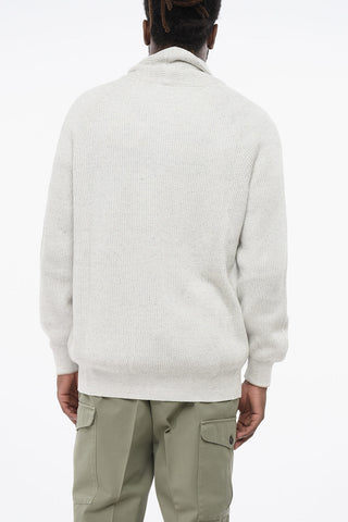 Cardigan in Misto Lino con Tasche a Toppa