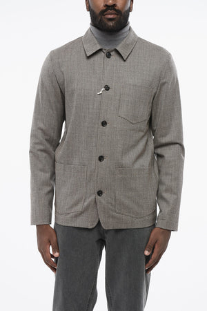 Stretch Virgin Wool PABLO Overshirt with Micro-houdstooth Motif