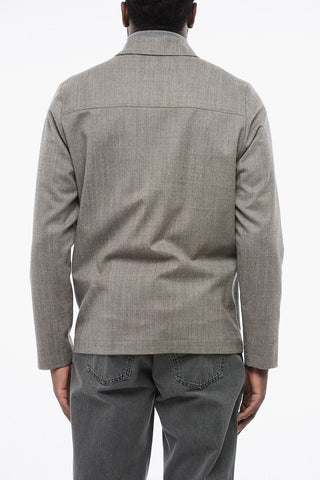 Stretch Virgin Wool PABLO Overshirt with Micro-houdstooth Motif