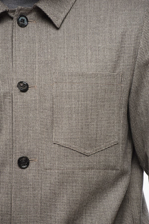 Stretch Virgin Wool PABLO Overshirt with Micro-houdstooth Motif