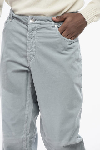 Pantaloni 5 Tasche in Velour a Coste