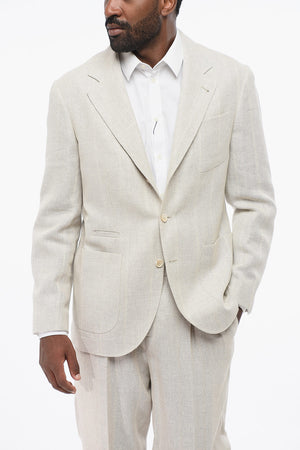 Slim-Fit Linen-Blend Blazer with Patch Pockets