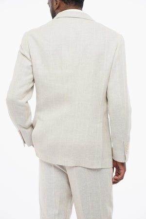 Slim-Fit Linen-Blend Blazer with Patch Pockets
