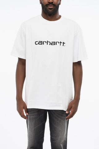 Solid Color Crew-neck T-Shirt with Contrasting Logo