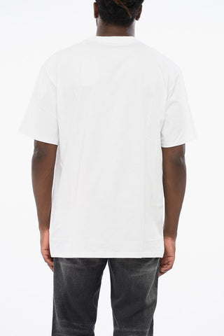 Solid Color Crew-neck T-Shirt with Contrasting Logo