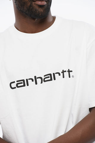 Solid Color Crew-neck T-Shirt with Contrasting Logo