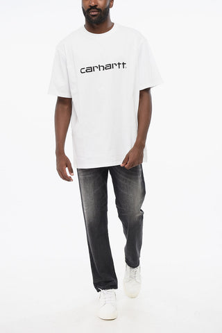 Solid Color Crew-neck T-Shirt with Contrasting Logo