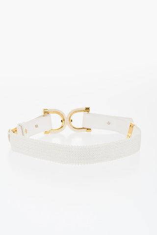 Woven Fabric Belt with Logoed Closure