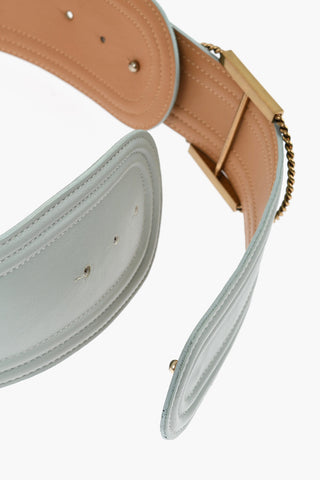 Faux Leather Belt with Logo Charm