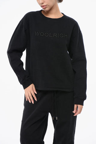 Fleeced Cotton Crew Neck Sweatshirt with Embroidered Logo