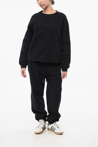 Fleeced Cotton Crew Neck Sweatshirt with Embroidered Logo