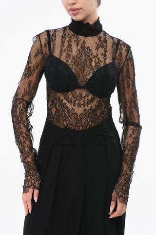 Top in Pizzo Trasparente a Maniche Lunghe