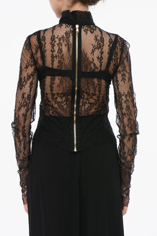 Top in Pizzo Trasparente a Maniche Lunghe