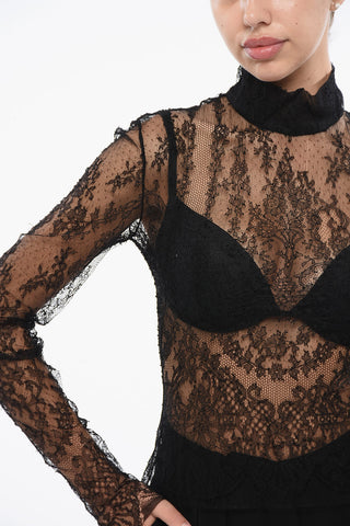 Top in Pizzo Trasparente a Maniche Lunghe