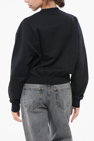 ADIDAS Brushed Cotton Blend Relaxed Fit Crew-neck Sweatshirt