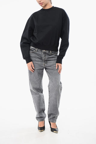 ADIDAS Brushed Cotton Blend Relaxed Fit Crew-neck Sweatshirt