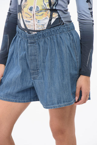 Denim-Shorts mit elastischem Bund