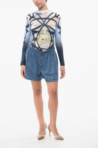 Denim-Shorts mit elastischem Bund