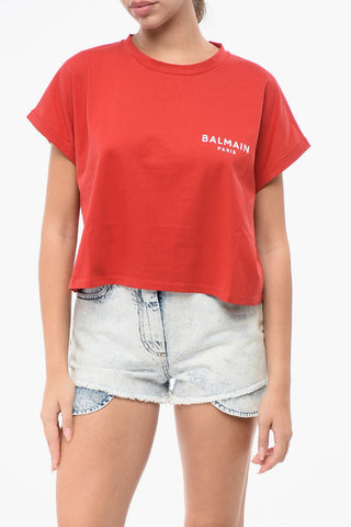 Cropped Fit T-Shirt with Flocked Logo