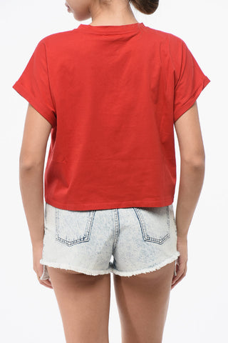 Cropped Fit T-Shirt with Flocked Logo