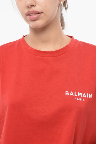 Cropped Fit T-Shirt with Flocked Logo