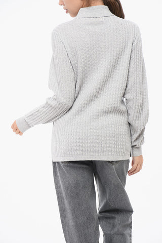 Cashmere THEO WAFFLE Sweater with Polo Neck