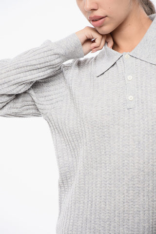Cashmere THEO WAFFLE Sweater with Polo Neck