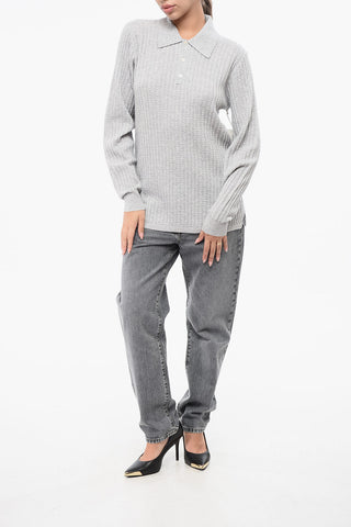 Cashmere THEO WAFFLE Sweater with Polo Neck