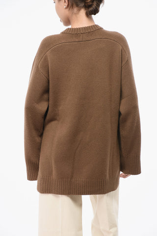 Wool and Cashmere SAFI Crew-neck Sweater with Maxi Side Double Split