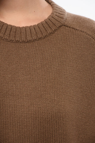 Wool and Cashmere SAFI Crew-neck Sweater with Maxi Side Double Split