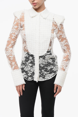 Lace Blouse with Padded Shoulder Straps