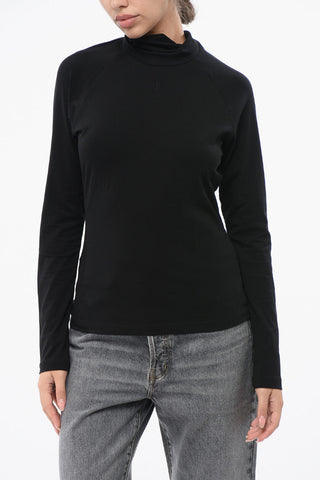 Stretch-Cotton High-Neck Sweater