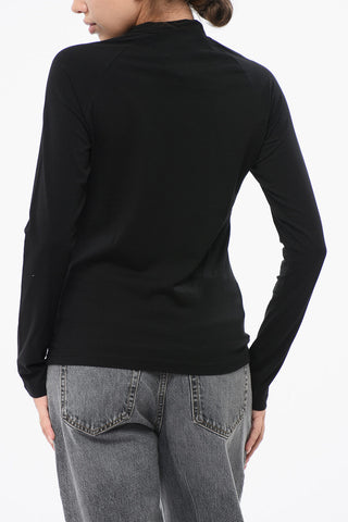 Stretch-Cotton High-Neck Sweater