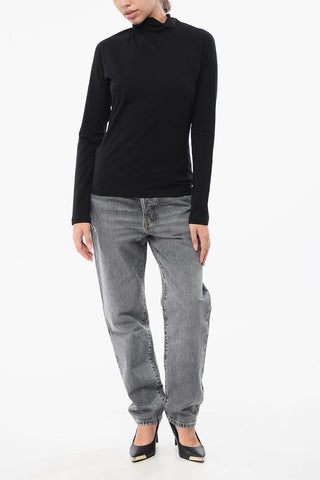 Stretch-Cotton High-Neck Sweater